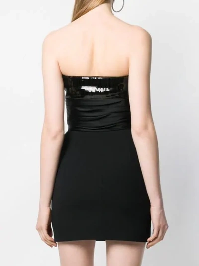 Shop Saint Laurent Ruffled Bustier Mini Dress In Black