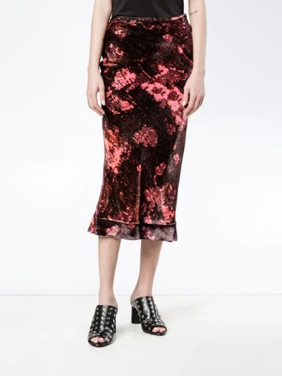Shop Ellery Floral Print Skirt In Red