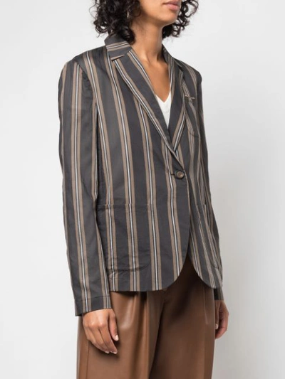 BRUNELLO CUCINELLI VERTICAL STRIPE BLAZER - 棕色