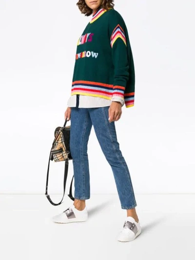 Shop Mira Mikati 'always Tomorrow' Embroidered Chunky Wool Sweater In Green