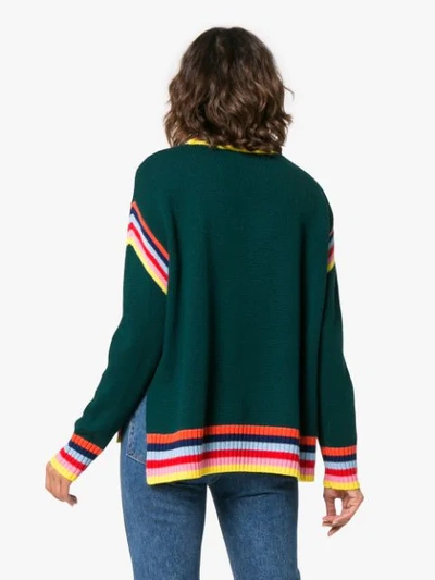 Shop Mira Mikati 'always Tomorrow' Embroidered Chunky Wool Sweater In Green