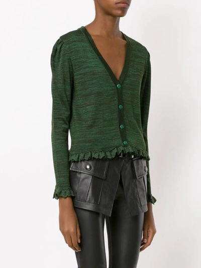 Shop Andrea Bogosian Knitted Cardigan In Green