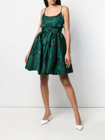 Shop Prada Short Jacquard Dress In Green