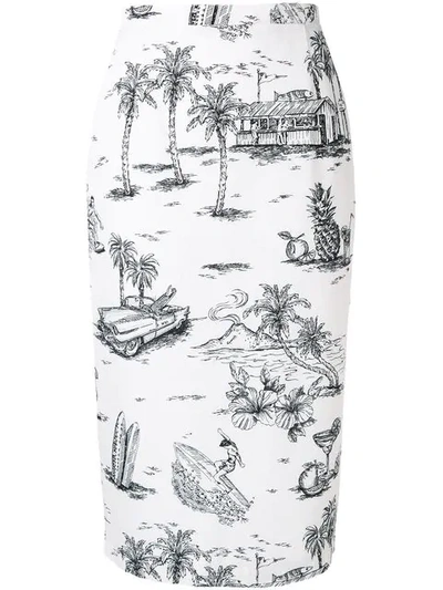 Shop N°21 Printed Pencil Skirt In White