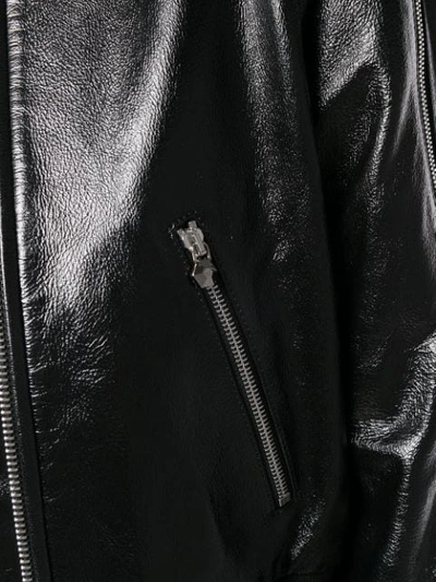 Shop Philipp Plein Leather Bomber Jacket In Black