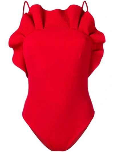 Shop Angelys Balek Ruffle Swimsuit - Red