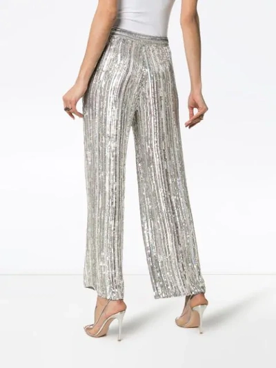 Shop Ashish Sequin Embellished Flared Trousers In Silver