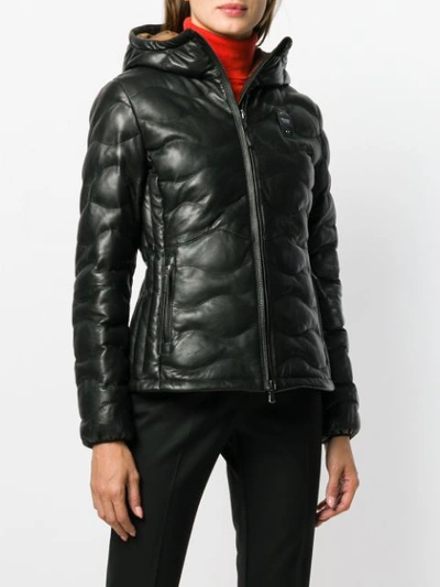 Shop Blauer Quilted Leather Jacket - Black