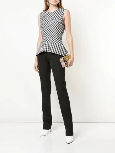 Shop Narciso Rodriguez Gingham Top In Black/white