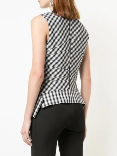 Shop Narciso Rodriguez Gingham Top In Black/white