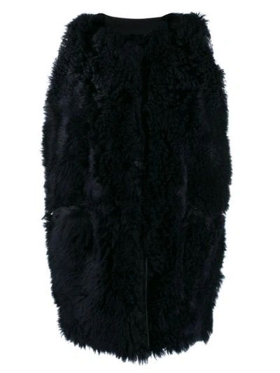 Shop Marni Sherling Fur Gilet In Blue