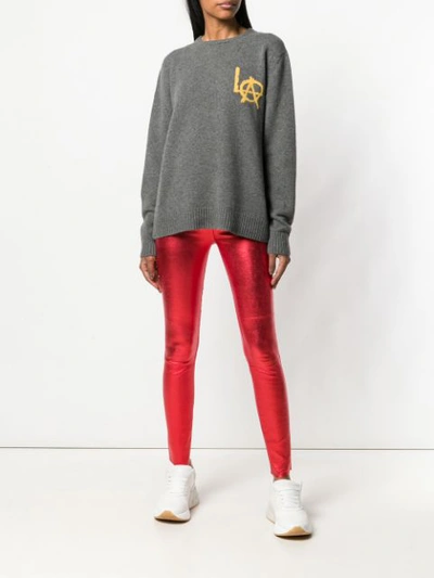 Shop Sprwmn Metallic Leather Trousers In Red
