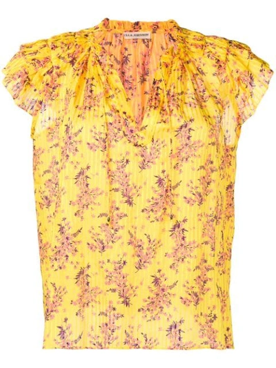 Shop Ulla Johnson Flutter Sleeve Blouse In Yellow