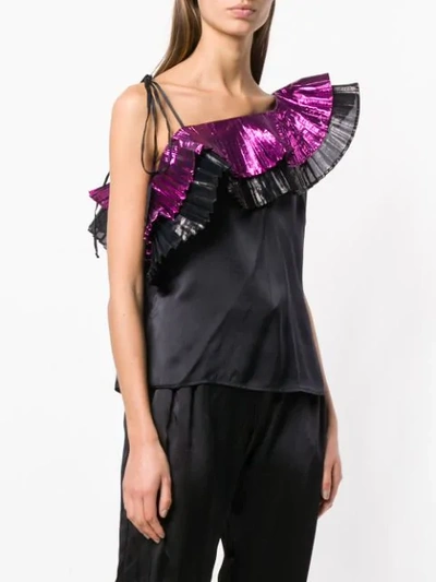 Shop Coup De Coeur Metallic Ruffled In Black