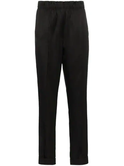 Shop Helmut Lang High Waisted Silk Slim-leg Trousers In Black
