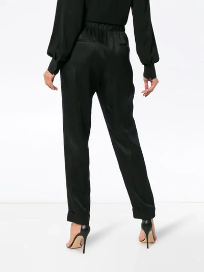 Shop Helmut Lang High Waisted Silk Slim-leg Trousers In Black