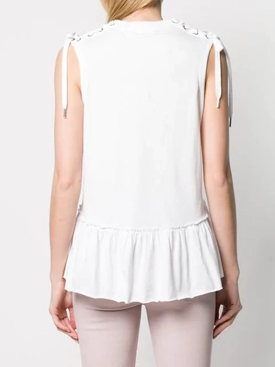 Shop Red Valentino Lace Shoulder Tank Top In White