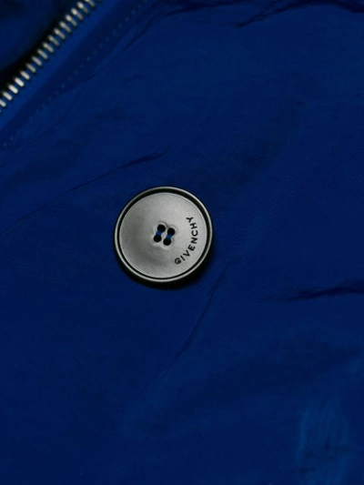 Shop Givenchy Hooded Bomber Jacket - Blue