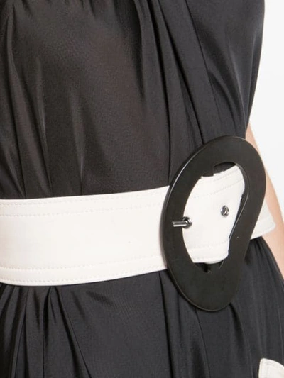 Shop Tibi Belted Draped Dress In Black