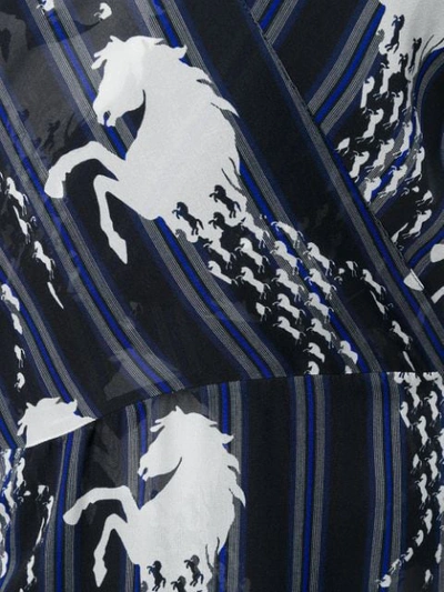 Shop Chloé Horse Print Wrap Dress In Blue