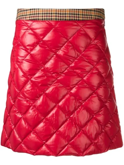 Shop Moncler Quilted Mini Skirt In Red