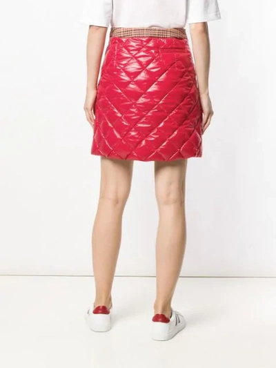 Shop Moncler Quilted Mini Skirt In Red