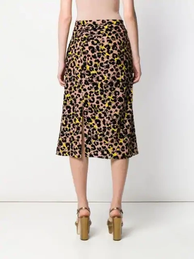 Shop Rochas Leopard Print Midi Skirt In Pink