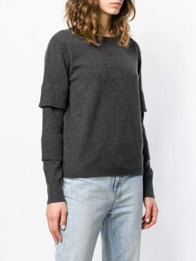 Shop Allude Ribbed Sleeve Jumper - Grey