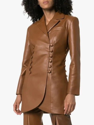 Shop Materiel Double-breasted Longline Jacket In Brown