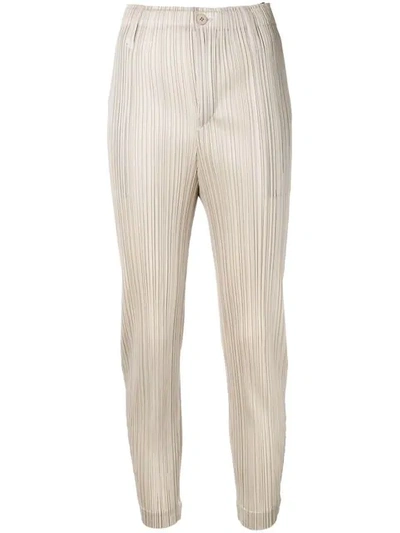 Shop Issey Miyake Beige Cropped Trousers In Neutrals