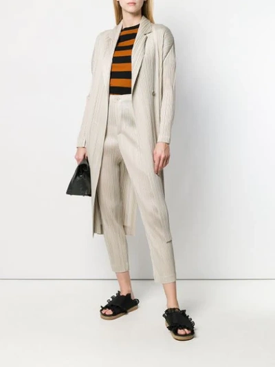Shop Issey Miyake Beige Cropped Trousers In Neutrals