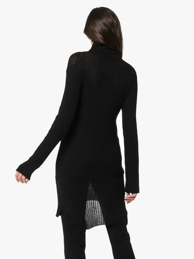 Shop Ann Demeulemeester Longline Ribbed Turtleneck Sweater In Black