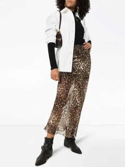 Shop Nili Lotan Ella Leopard Print Maxi Skirt In Brown