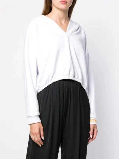 Shop Styland Oversized Hood Cropped Sweater In White
