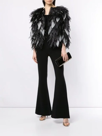 Shop Isabel Sanchis Dipped Feather Organza Petal Jacket In Black