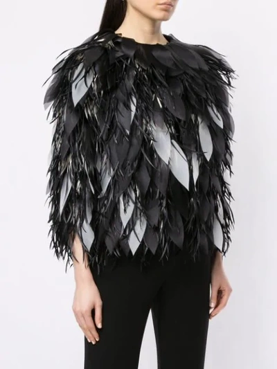 Shop Isabel Sanchis Dipped Feather Organza Petal Jacket In Black