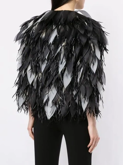 Shop Isabel Sanchis Dipped Feather Organza Petal Jacket In Black