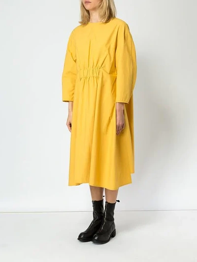 Shop Toogood Elasticated Waist Dress In Yellow