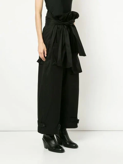 Shop Yohji Yamamoto Tied Paperbag Waist Trousers In Black