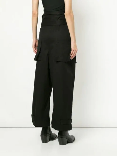 Shop Yohji Yamamoto Tied Paperbag Waist Trousers In Black