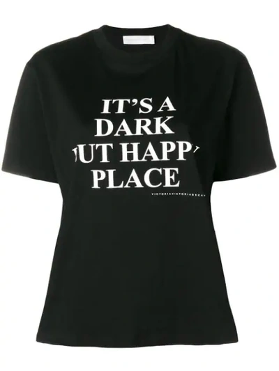 Shop Victoria Victoria Beckham Slogan Print T-shirt - Black
