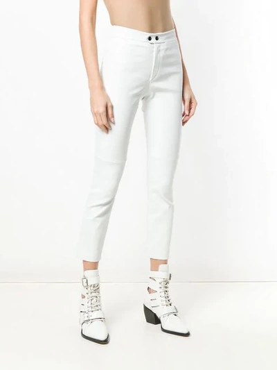 Shop Isabel Marant Skinny Cropped Leather Trousers In White