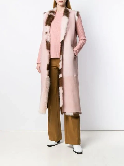 Shop Yves Salomon Reversible Lamb Fur Vest In Pink