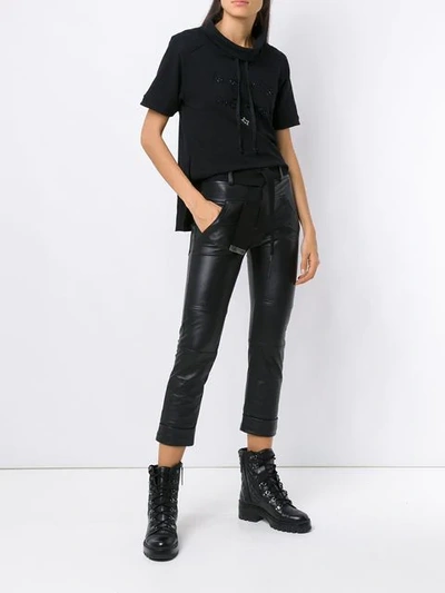 Shop Andrea Bogosian Belted Leather Pants In Black