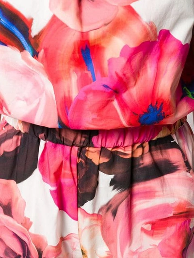 Shop Msgm Floral Print Jumpsuit In Pink