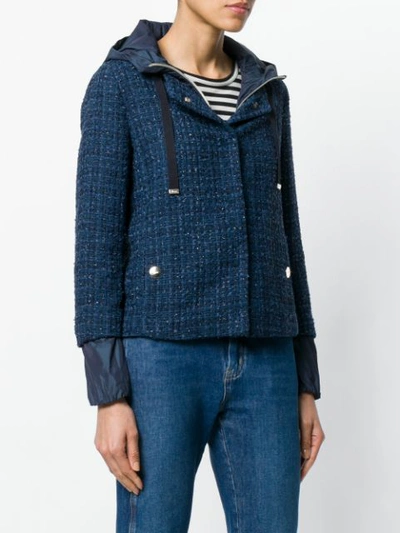 Shop Herno Layered Tweed Jacket - Blue