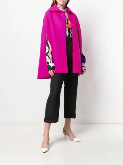 Shop Emilio Pucci Double Face Wool Cape In Pink