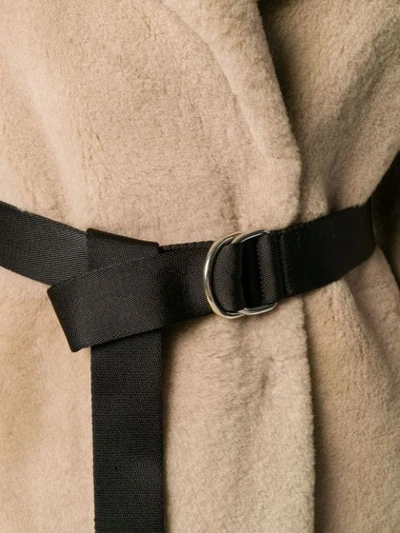 Shop Blancha Belted Fur Coat In Neutrals