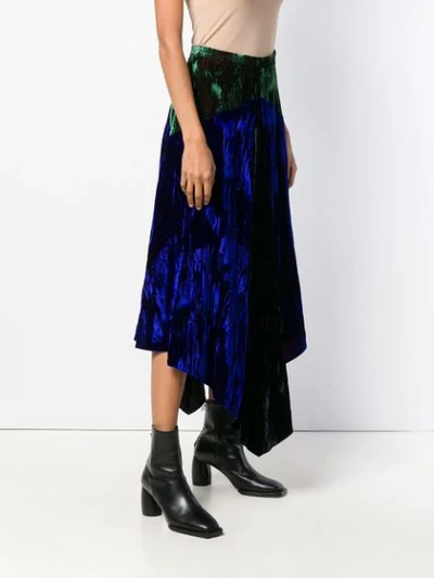 Shop Christopher Kane Two-tone Velvet Skirt In Blue