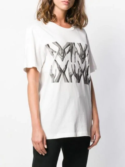 Shop Mm6 Maison Margiela Logo Hand Print T-shirt In White